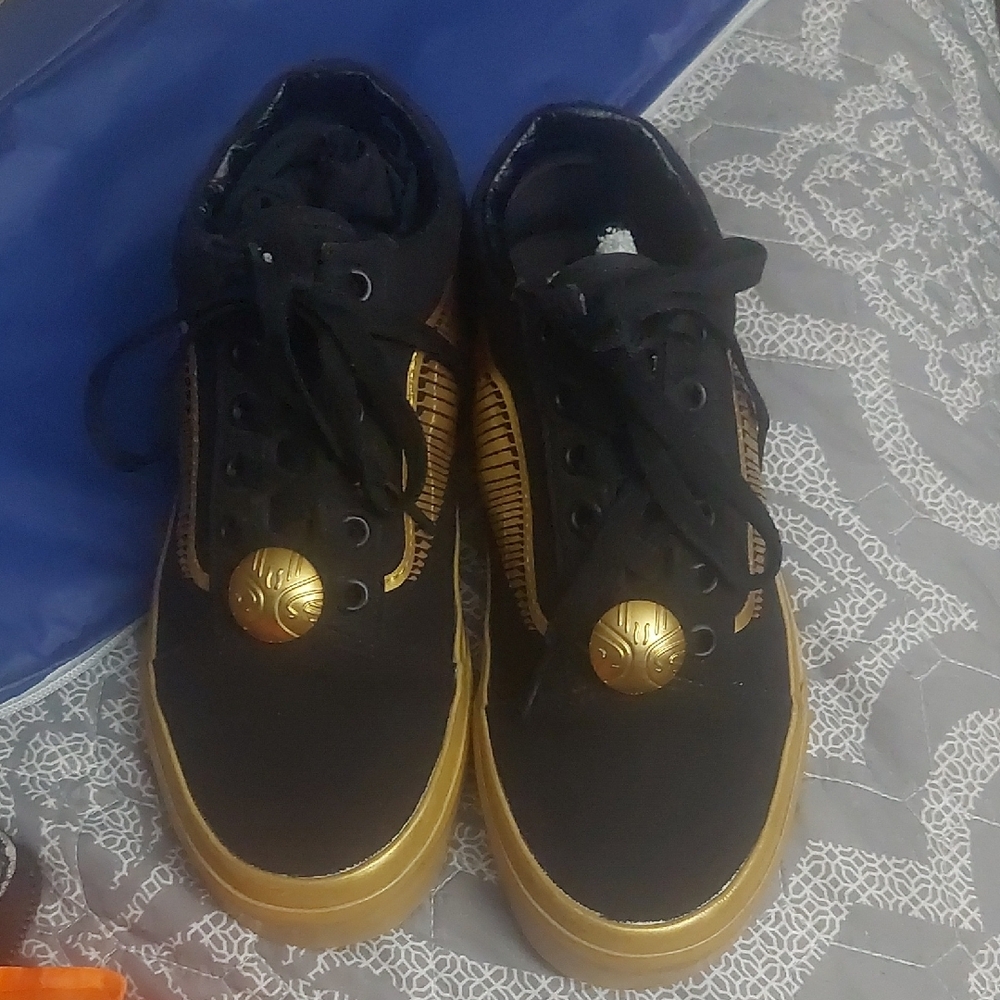 Harry Potter.vans Black and Gold Athletic Shoes